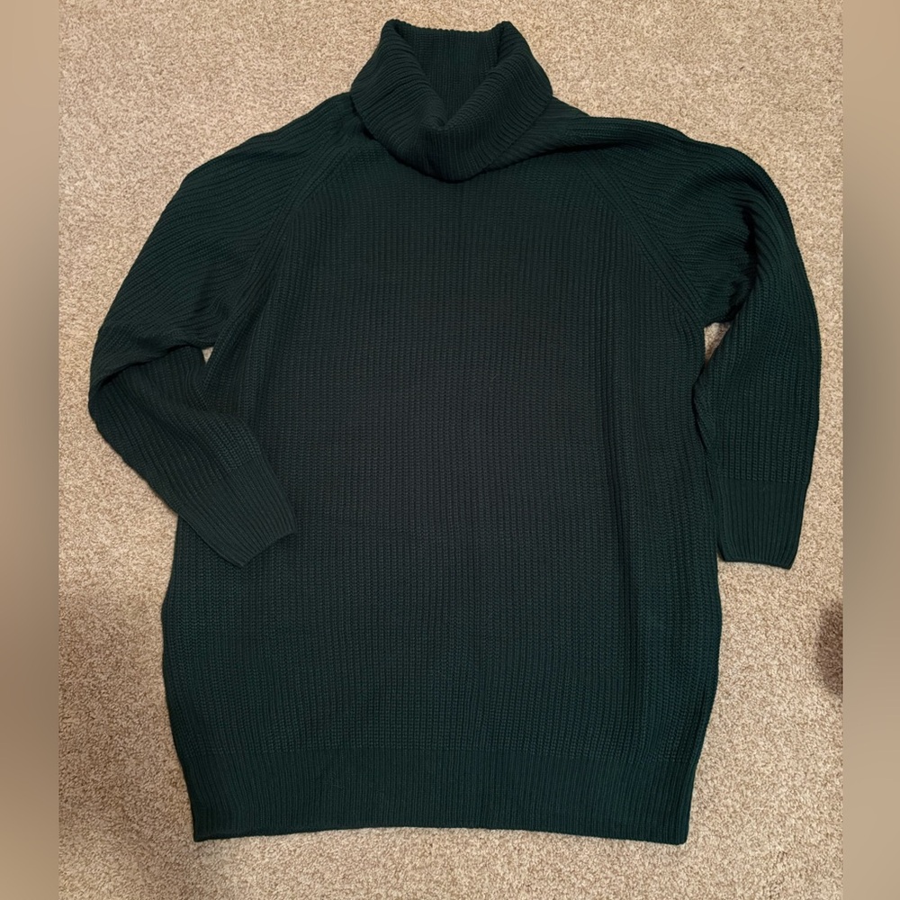 Woman’s Dark Forest Green Turtleneck Sweater/Dress